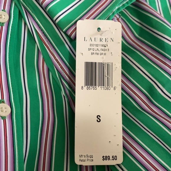 Lauren Ralph Lauren NWT 100% Cotton Woman’s Button Down Vertical Striped Shirt - Picture 10 of 13